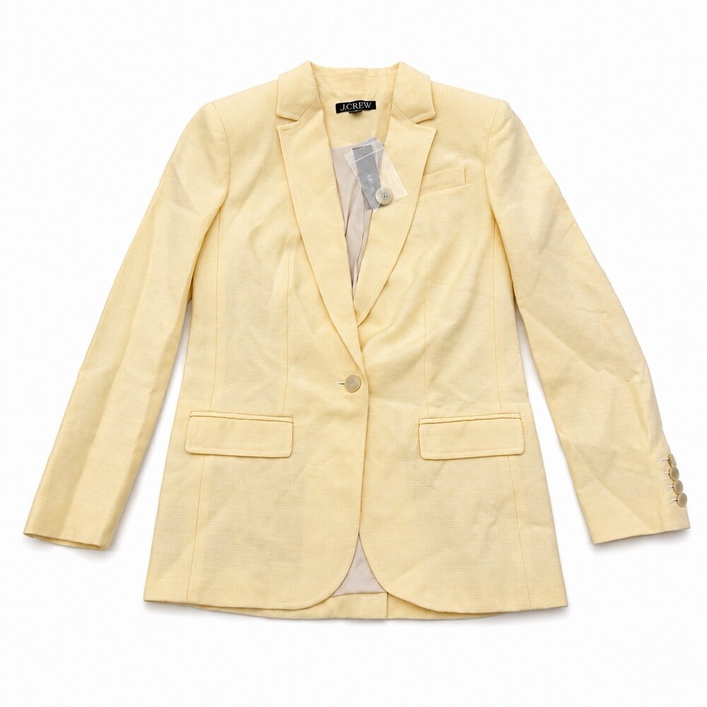 Crew Women’s Parke Blazer Yellow Size 00 Viscose One Button NWT $278